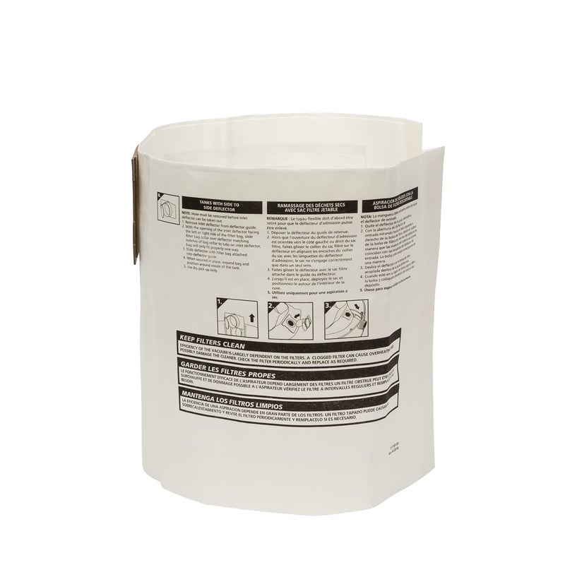 SHOPVAC Shop-Vac 9066133 Disposable Filter Bags, Fits 5-9 Gallon Vacs, For Dry Pick-Up Only, White Paper, (3-Pack) - Image 3